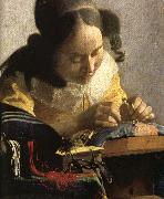 Jan Vermeer Details of The Lacemaker painting